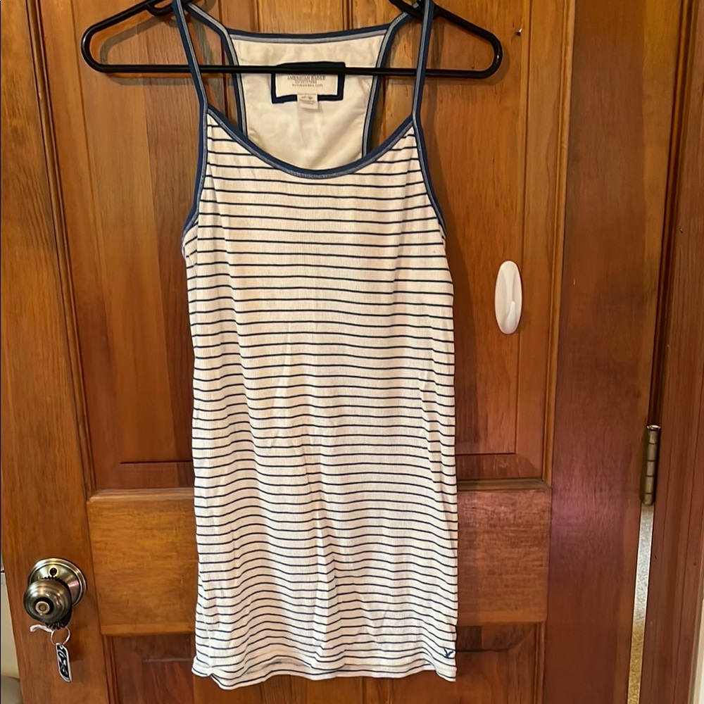 J. Crew White and Gray Striped Tank Top